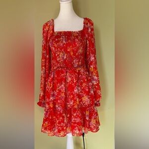 1. STATE Floral Ruched Long Sleeve Dress Size Medium